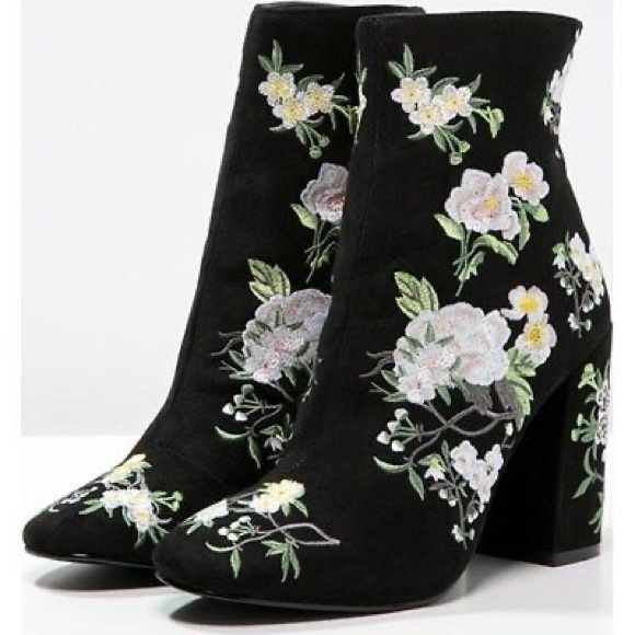 Embroidered Floral Ankle Boots - Picture 3 of 4